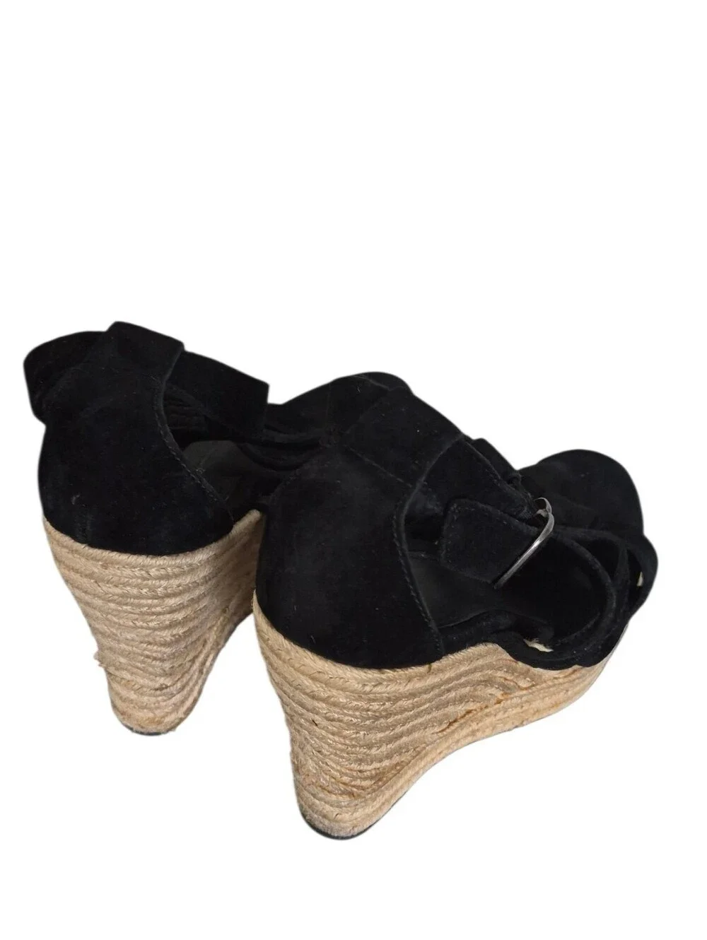 UGG Lauri wedges sandals black suede espadrille platform wedge Size.8 5